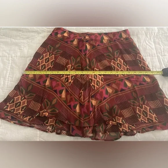 Anthropologie Farm Rio chiffon mini skirt Sz M Multicolor pineapple